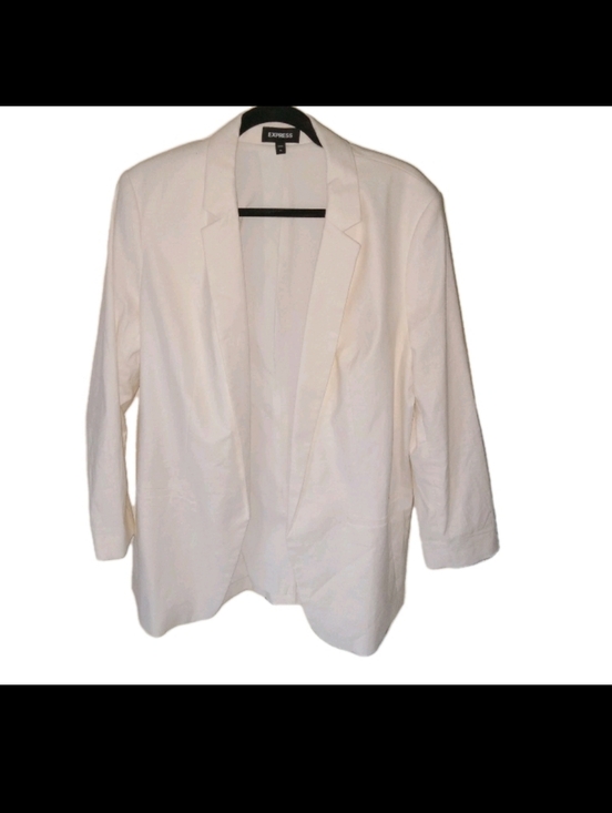 Express Jackets & Blazers - Express Ivory Open Linen Blend Blazer Stretch XL